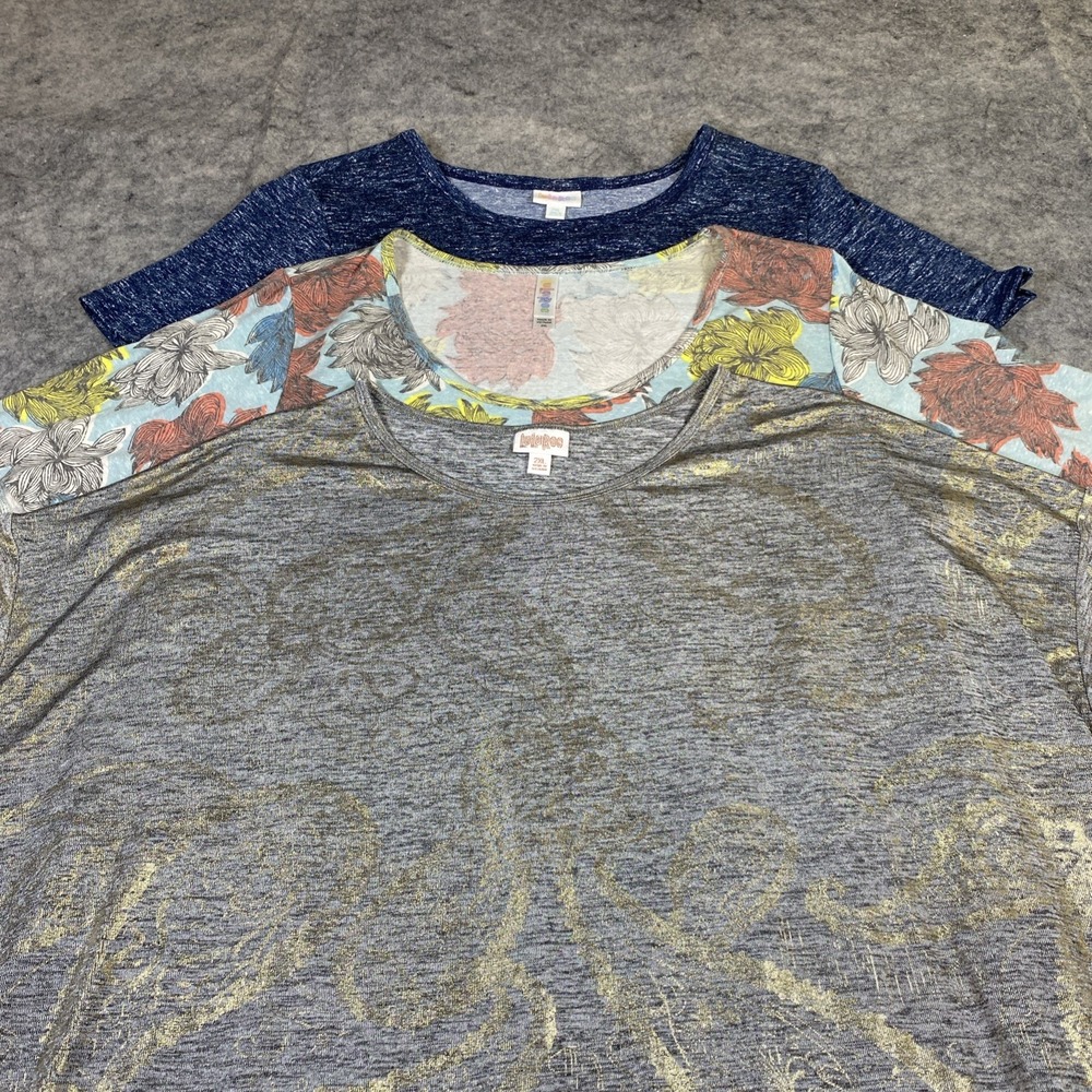 New LulaRoe Lot of 3 Classic T-Shirt Women's 2X Multicolor Floral Simmer